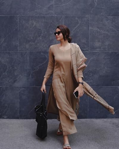 ANNI DESIGNER Women's Rayon Blend Solid Straight Kurta with Pant & Dupatta