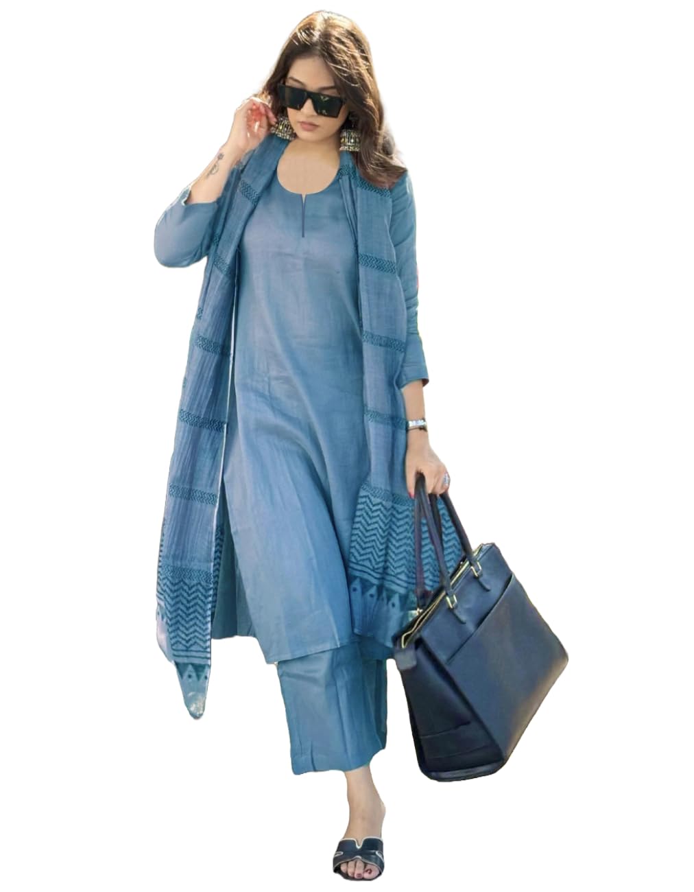 ANNI DESIGNER Women's Rayon Blend Solid Straight Kurta with Pant & Dupatta
