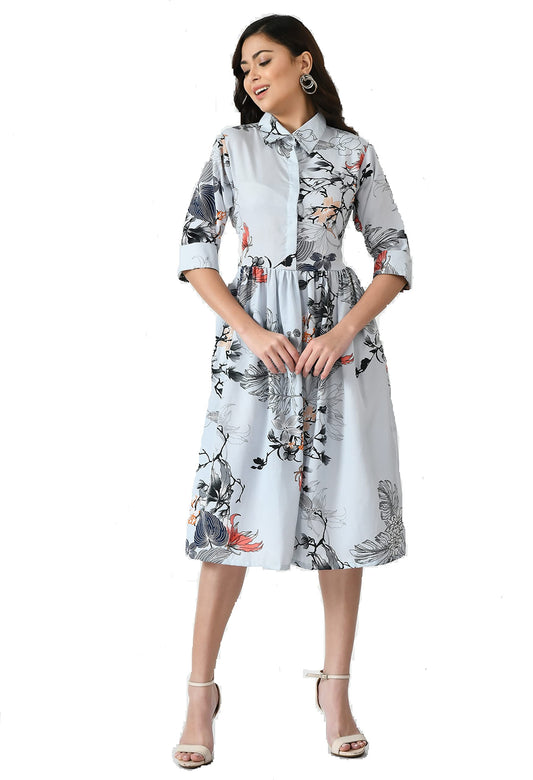 CREATIX PRINTS Women's Full Sleeve Trending Knee-Length Western Dresses for Women or Girls Western Dress